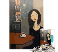 Puzzle da 1000 pezzi per adulti raffigurante una donna con il caffè in un bar in stile Amedeo Modigliani Giocattolo educativo divertente una sfida impegnativa regalo per donne e uomini (38x26cm)