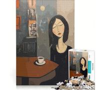 Puzzle da 1000 pezzi per adulti raffigurante una donna con il caffè in un caffè in stile Amedeo Modigliani Gioco rilassante per divertimento in famiglia collezione d'artista opera d'arte 38x52cm