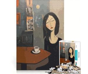 Puzzle da 1000 pezzi per adulti raffigurante una donna con il caffè in un caffè in stile Amedeo Modigliani Gioco rilassante per divertimento in famiglia collezione d'artista opera d'arte 38x52cm