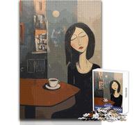 Puzzle da 1000 pezzi per adulti,raffigurante una donna con un caffè in un bar,in stile Amedeo Modigliani,ideale per momenti di relax,giocattolo da gioco con fustellatura di precisione,50x75cm