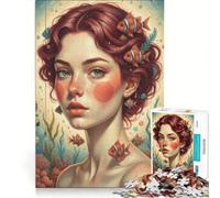 Puzzle da 1000 pezzi per adulti raffigurante una donna con un pesce pagliaccio tra i capelli un ritratto un giocattolo educativo rilassante e stimolante per l'intelletto un'opera d'arte da collezione
