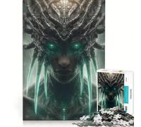Puzzle da 1000 pezzi per adulti, raffigurante una donna cyberpunk con occhi luminosi, gioco interattivo, gara di velocità manuale, con pezzi di forma casuale completamente ad incastro 38x26cm
