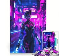 Puzzle da 1000 pezzi per adulti raffigurante una donna cyberpunk in una città al neon, gioco educativo, difficile e stimolante, ideale come regalo 38x26cm