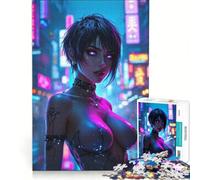 Puzzle da 1000 pezzi per adulti, raffigurante una donna cyberpunk in una città al neon, un gioco impossibile, divertente attività da fare in casa e ideale come decorazione per la scrivania 38x26cm