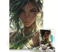 Puzzle da 1000 pezzi per adulti raffigurante una donna dai capelli verdi con decorazioni a forma di foglia un giocattolo decorativo da parete un gioco di velocità manuale adatto anche come decorazione