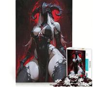 Puzzle da 1000 pezzi per adulti, raffigurante una donna dark fantasy con elmo cornuto, un gioco interattivo per genitori e figli, ideale come regalo per tutta la famiglia 38x26cm
