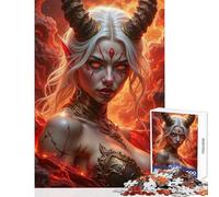 Puzzle da 1000 pezzi per adulti raffigurante una donna demone in un paesaggio infuocato Gioco educativo da 1000 pezzi ideale come regalo di compleanno o per coppie (50x75cm)