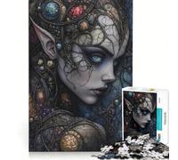 Puzzle da 1000 pezzi per adulti raffigurante una donna elfa oscura in vetro colorato gioco pratico decorazione per la casa collezione d'artista opera d'arte 38x26cm