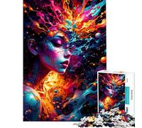 Puzzle da 1000 pezzi per adulti raffigurante una donna in un vortice di colori Gioco pratico per adulti taglio di precisione divertente attività da fare a casa (dimensioni 38x26cm)