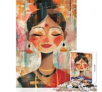 Puzzle da 1000 pezzi per adulti raffigurante una donna indiana felice Gioco impossibile da completare un regalo perfetto per chi ama giocare e migliorare la memoria (50x75cm)