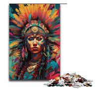 Puzzle da 1000 pezzi per adulti raffigurante una donna nativa americana opera d'arte regalo di compleanno decorazione da parete 75x50 cm.