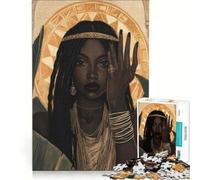 Puzzle da 1000 pezzi per adulti raffigurante una donna nera con gioielli dorati, gioco rompicapo, regalo di compleanno, adatto come decorazione da scrivania 38x52cm