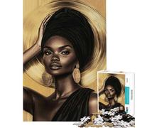 Puzzle da 1000 pezzi per adulti raffigurante una donna nera in oro Gioco rompicapo per adulti stimola la memoria e migliora la concentrazione Ideale come regalo (dimensioni 50x75cm)
