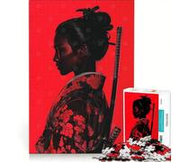 Puzzle da 1000 pezzi per adulti raffigurante una donna samurai in rosso Gioco divertente stimola l'analisi e la logica ideale come decorazione da scrivania 50x75cm
