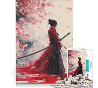 Puzzle da 1000 pezzi per adulti raffigurante una donna samurai in rosso ideale per giochi in famiglia divertenti e spiritosi perfetto come regalo di Natale o di compleanno 38x26cm