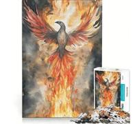 Puzzle da 1000 pezzi per adulti raffigurante una fenice che risorge dipinto ad acquerello Gioco per famiglie rilassante e stimolante per la mente Collezione d'artista belle arti 38x26cm