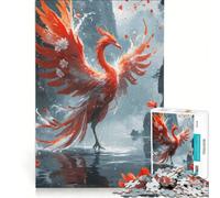 Puzzle da 1000 pezzi per adulti raffigurante una fenice che risorge in un paesaggio nebbioso ideale per il relax con taglio di precisione e perfetto come decorazione da scrivania 38x26cm