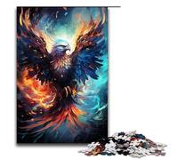Puzzle da 1000 pezzi per adulti raffigurante una fenice colorata divertente per tutta la famiglia con poster abbinato e foglio di quiz 75x50 cm.