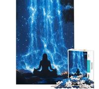 Puzzle da 1000 pezzi per adulti raffigurante una figura in meditazione sotto una cascata celeste Puzzle per adulti giocattolo decorativo da parete per tutta la famiglia ideale come regalo (38x26cm)