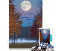 Puzzle da 1000 pezzi per adulti, raffigurante una foresta autunnale al chiaro di luna Gioco divertente, interazione genitore-figlio, con poster e foglio di curiosità abbinati 50x75cm