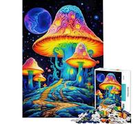 Puzzle da 1000 pezzi per adulti raffigurante una foresta di funghi psichedelici Giocattolo decorativo da parete divertente e originale ideale come regalo di compleanno o di Natale (50x75cm)