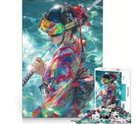 Puzzle da 1000 pezzi per adulti raffigurante una geisha con spada, un gioco divertente e stimolante che rafforza il legame di coppia 38x52cm