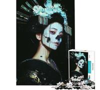 Puzzle da 1000 pezzi per adulti raffigurante una geisha con teschio dipinto sul viso Un gioco difficile e stimolante per tutta la famiglia adatto a partire dai 14 anni Dimensioni 38x26cm