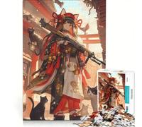 Puzzle da 1000 pezzi per adulti, raffigurante una geisha guardiana felina, un gioco pratico, un'opera d'arte decorativa per la casa, compleanni e Natale 50x75cm