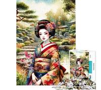 Puzzle da 1000 pezzi per adulti raffigurante una geisha in un giardino giapponese Puzzle da assemblare per adulti ideale come regalo di compleanno o di Natale per amici e familiari 50x75cm