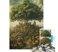Puzzle da 1000 pezzi per adulti raffigurante una gigantesca città medievale con un albero un gioco di puzzle da parete un'opera d'arte ideale come regalo per tutta la famiglia (dimensioni: 38x52cm)