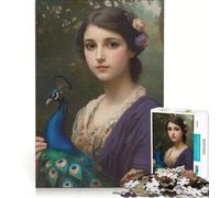 Puzzle da 1000 pezzi per adulti raffigurante una giovane donna con un pavone ideale per giochi in famiglia stimolante da completare per rafforzare l'amore tra le coppie 50x75cm