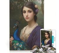 Puzzle da 1000 pezzi per adulti raffigurante una giovane donna con un pavone ideale per giochi in famiglia stimolante da completare per rafforzare l'amore tra le coppie 38x52cm