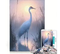 Puzzle da 1000 pezzi per adulti raffigurante una gru bianca all'alba gioco educativo rilassante e stimolante per la mente collezione d'artista belle arti 38x52cm