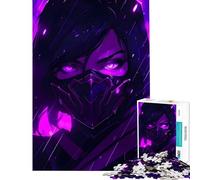 Puzzle da 1000 pezzi per adulti raffigurante una guerriera con maschera viola grafica digitale Gioco educativo e stimolante ideale come regalo per attività in famiglia (dimensioni 38x26cm)