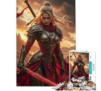 Puzzle da 1000 pezzi per adulti raffigurante una guerriera con spada in un paesaggio un'attività educativa e stimolante un gioco rilassante adatto a partire dai 14 anni (50x75cm)