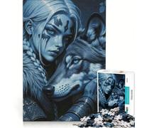 Puzzle da 1000 pezzi per adulti raffigurante una guerriera e il suo lupo un gioco impossibile ideale per la decorazione della casa o come regalo per tutta la famiglia 38x26cm