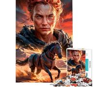 Puzzle da 1000 pezzi per adulti raffigurante una guerriera e un cavallo nel deserto Un gioco divertente e originale perfetto come decorazione da parete compleanni e Natale (38x52cm)