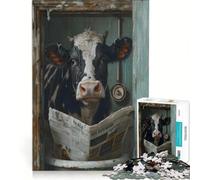 Puzzle da 1000 pezzi per adulti raffigurante una mucca che legge il giornale, un gioco pratico che migliora la memoria, un'idea regalo unica per compleanni e altre occasioni 38x52cm