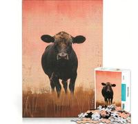 Puzzle da 1000 pezzi per adulti, raffigurante una mucca in un campo dai colori pastello, gioco educativo, rilassante e stimolante per la mente, ideale come regalo per gli amanti dei videogiochi