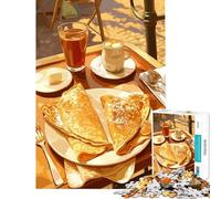 Puzzle da 1000 pezzi per adulti raffigurante una natura morta con colazione crêpes e caffè Gioco educativo e stimolante antistress e regalo divertente (dimensioni 38x26cm)