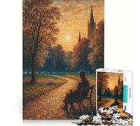 Puzzle da 1000 pezzi per adulti raffigurante una panchina in un parco al tramonto un gioco impossibile che stimola l'analisi e la logica ideale per rafforzare l'amore di coppia 38x52cm