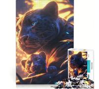 Puzzle da 1000 pezzi per adulti raffigurante una pantera nera con il suo cucciolo, un gioco pratico e antistress, ideale come regalo per tutta la famiglia 38x26cm