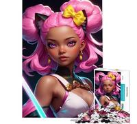 Puzzle da 1000 pezzi per adulti raffigurante una ragazza anime con capelli rosa e katana Gioco educativo e stimolante antistress e regalo divertente (dimensioni 38x26cm)