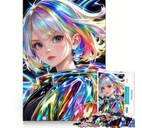 Puzzle da 1000 pezzi per adulti,raffigurante una ragazza anime con i capelli arcobaleno Pezzi ben definiti,ideale per stimolare la mente,rilassare e divertirsi,perfetto come regalo di compleanno