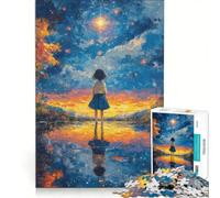 Puzzle da 1000 pezzi per adulti, raffigurante una ragazza che guarda le stelle, antistress, di difficoltà elevata, ideale come elemento della lista dei desideri con Babbo Natale 50x75cm