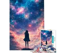 Puzzle da 1000 pezzi per adulti raffigurante una ragazza che guarda le stelle Puzzle da 1000 pezzi decorazione da parete difficile regalo per amici e familiari (75x50cm)