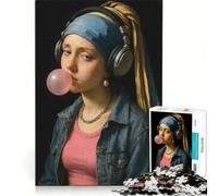 Puzzle da 1000 pezzi per adulti raffigurante una ragazza con un orecchino di perla e una gomma da masticare Gioco rilassante ideale per il divertimento in famiglia collezione d'artista opera d'arte