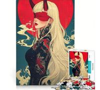 Puzzle da 1000 pezzi per adulti, raffigurante una ragazza demone bendata con un vestito da drago, decorazione da parete, attività interattiva genitore-figlio, ideale come regalo 38x26cm