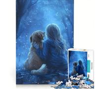Puzzle da 1000 pezzi per adulti, raffigurante una ragazza e un cane nella foresta, giocattolo educativo, rilassante e stimolante per l'intelletto, collezione d'artista, belle arti 50x75cm