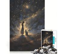 Puzzle da 1000 pezzi per adulti, raffigurante una ragazza e un gatto in piedi, ideale per rilassarsi, divertirsi in famiglia, collezione d'artista, opera d'arte 38x52cm